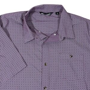 TravisMathew Men's‎ Button Up Shirt 2XL Purple Short Sleeve Performance Golf